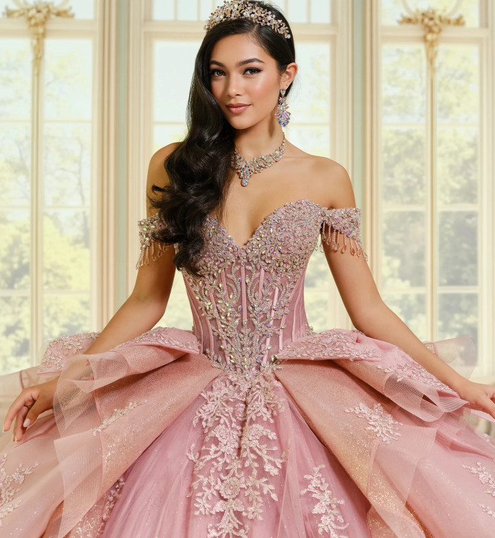 Princesa by Ariana Vara PR30203 Glitter Tulle Long Ball Gown