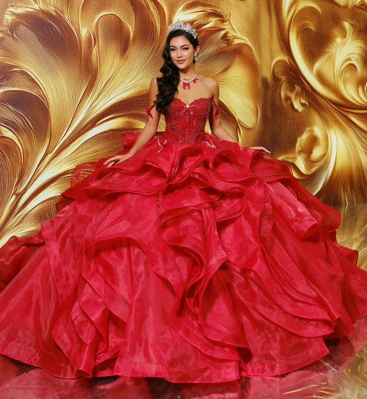 Princesa by Ariana Vara PR30204 Organza Beads Long Ball Gown