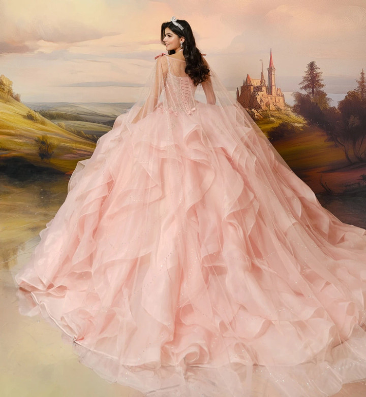 Princesa by Ariana Vara PR30204 Organza Beads Long Ball Gown