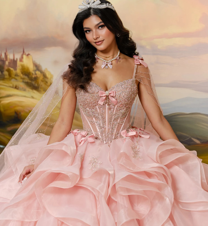 Princesa by Ariana Vara PR30204 Organza Beads Long Ball Gown