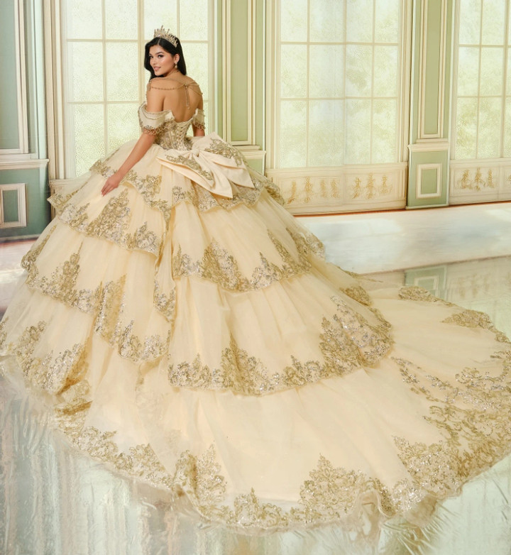 Princesa by Ariana Vara PR30205 Glitter Tulle Long Ball Gown