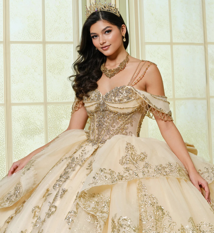 Princesa by Ariana Vara PR30205 Glitter Tulle Long Ball Gown