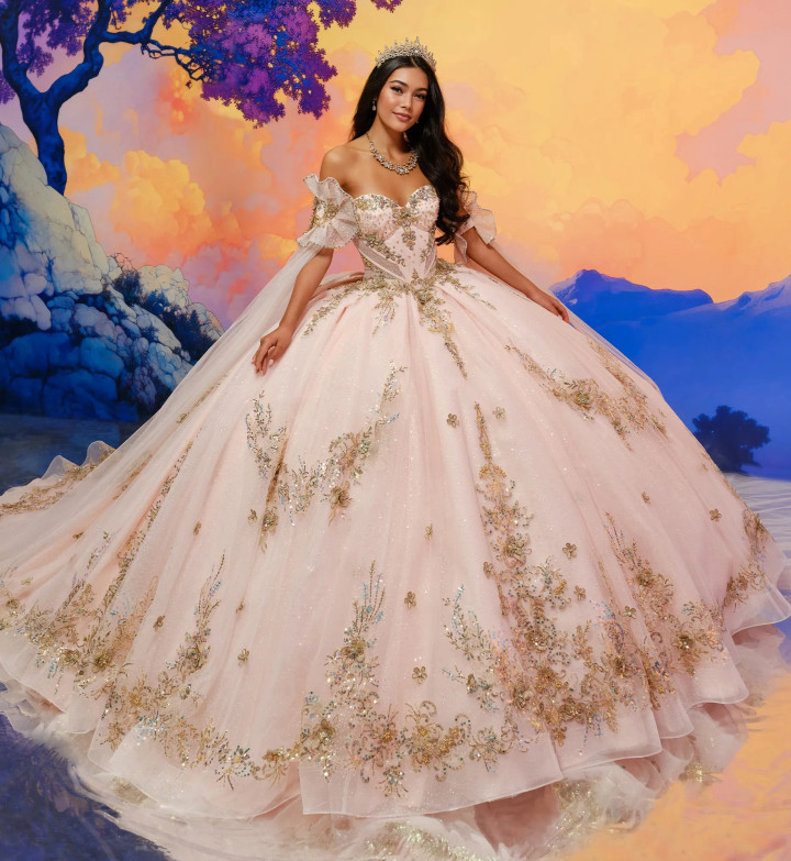 Princesa by Ariana Vara PR30208 Glitter Tulle Long Ball Gown