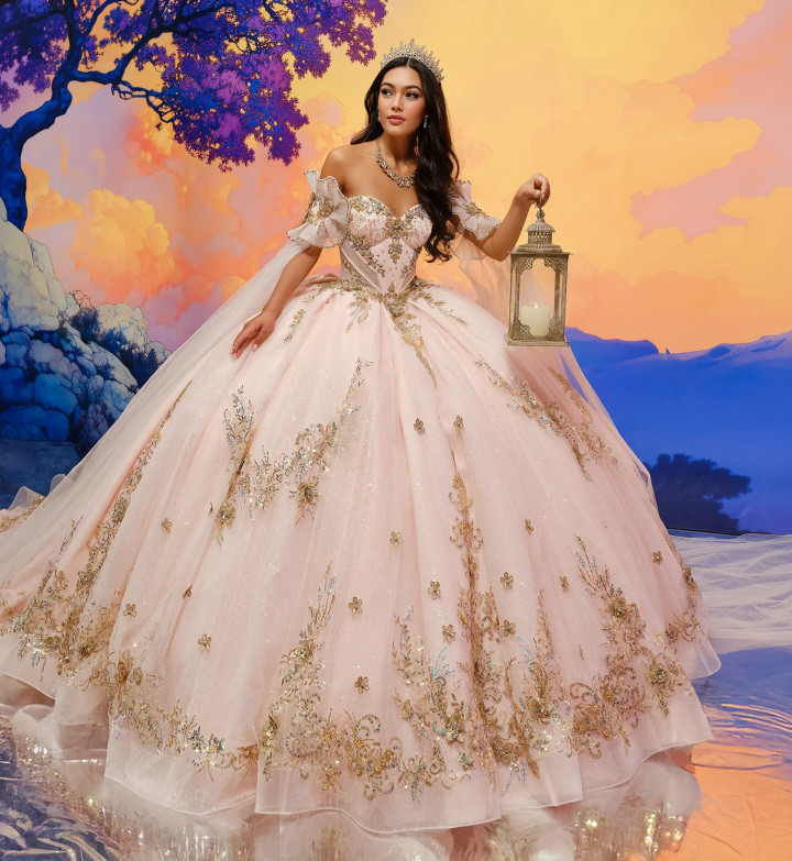 Princesa by Ariana Vara PR30208 Glitter Tulle Long Ball Gown