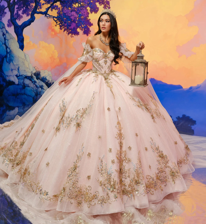 Princesa by Ariana Vara PR30208 Glitter Tulle Long Ball Gown