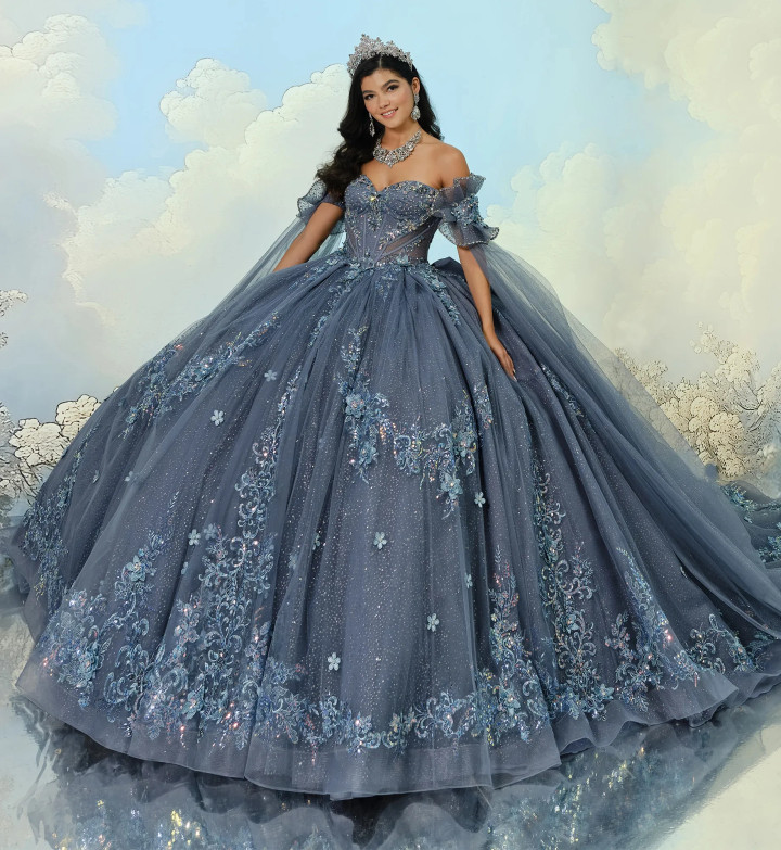 Princesa by Ariana Vara PR30208 Glitter Tulle Long Ball Gown