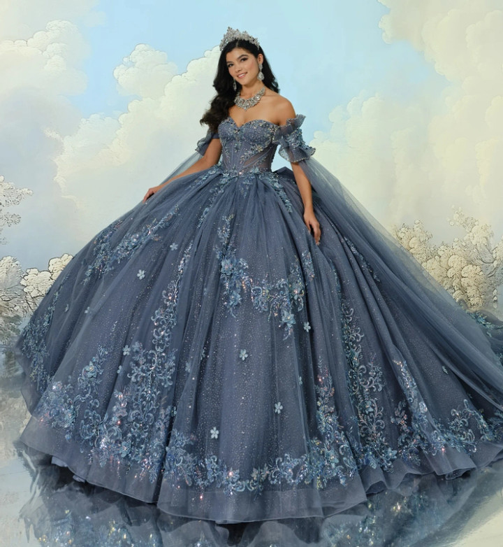 Princesa by Ariana Vara PR30208 Glitter Tulle Long Ball Gown