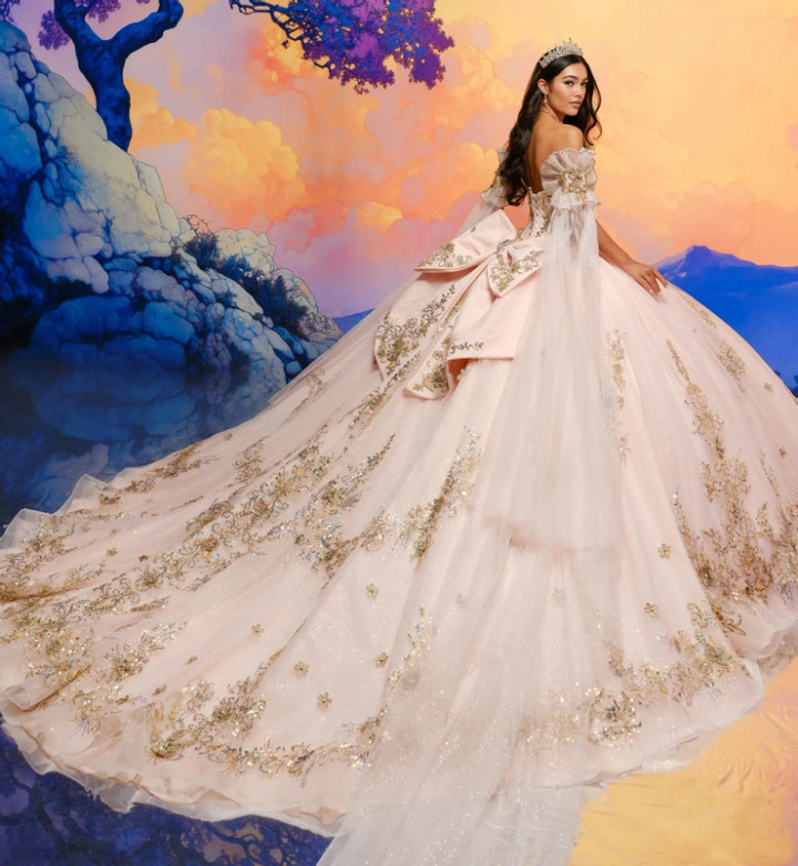 Princesa by Ariana Vara PR30208 Glitter Tulle Long Ball Gown