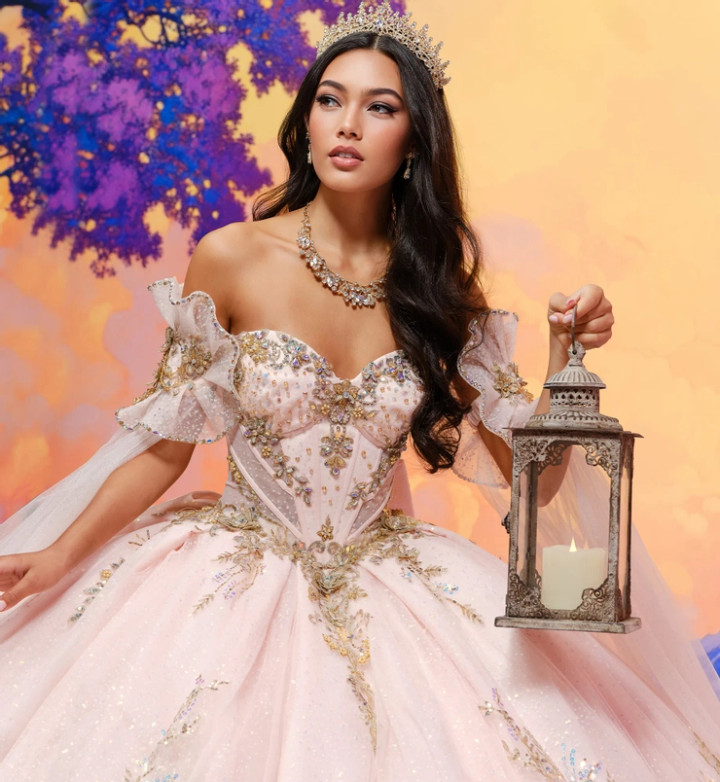 Princesa by Ariana Vara PR30208 Glitter Tulle Long Ball Gown