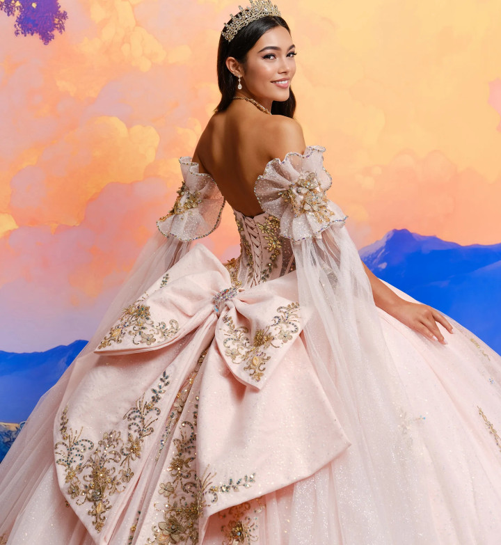 Princesa by Ariana Vara PR30208 Glitter Tulle Long Ball Gown