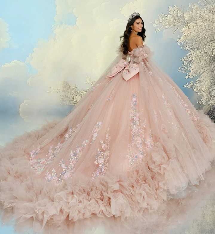 Princesa by Ariana Vara PR30209 Glitter Tulle Long Ball Gown