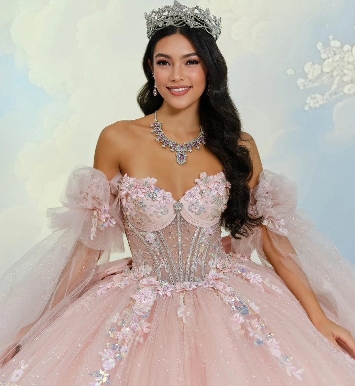 Princesa by Ariana Vara PR30209 Glitter Tulle Long Ball Gown