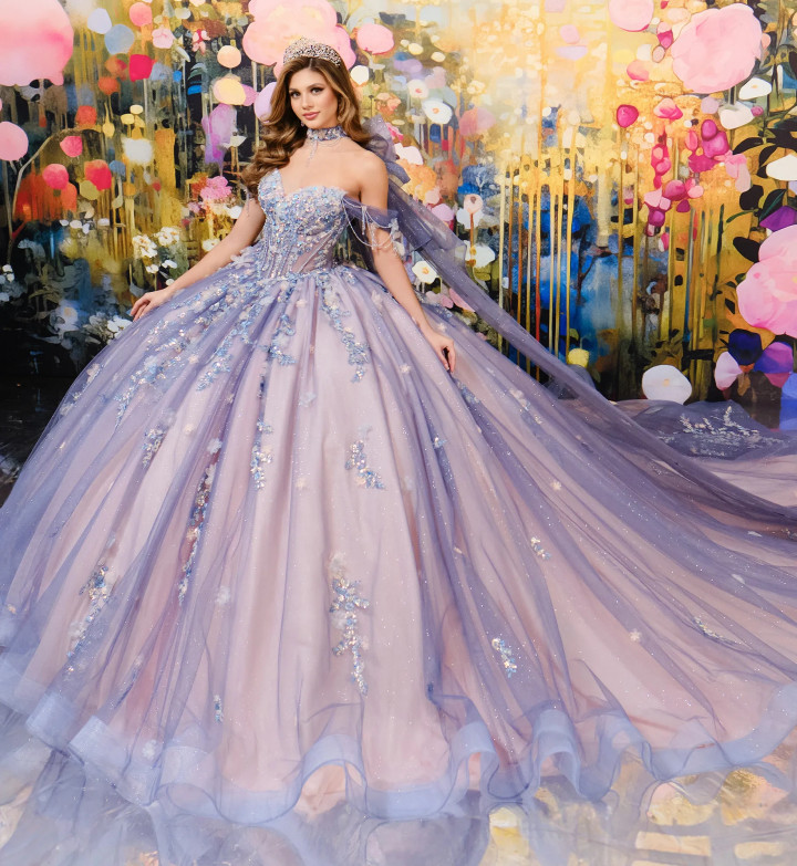 Princesa by Ariana Vara PR30194 Bead Glitter Tulle Ball Gown
