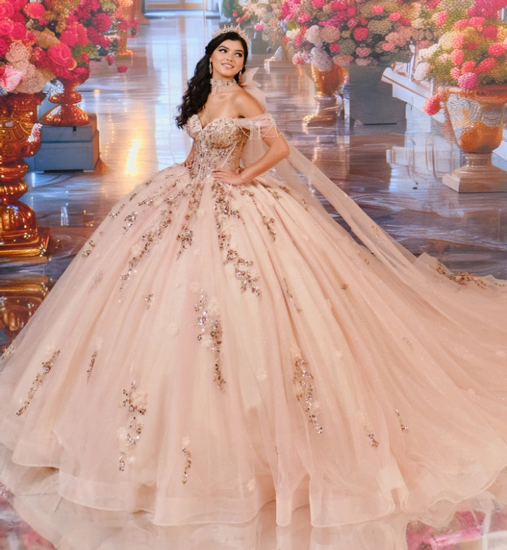 Princesa by Ariana Vara PR30194 Bead Glitter Tulle Ball Gown