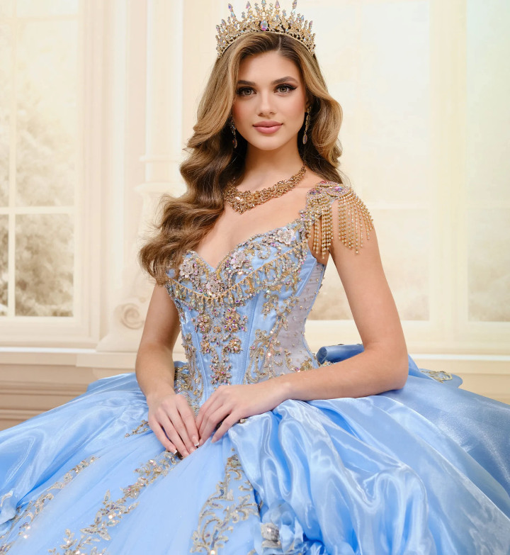 Princesa by Ariana Vara PR30194 Lace Satin Sequin Ball Gown