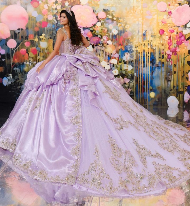 Princesa by Ariana Vara PR30194 Lace Satin Sequin Ball Gown