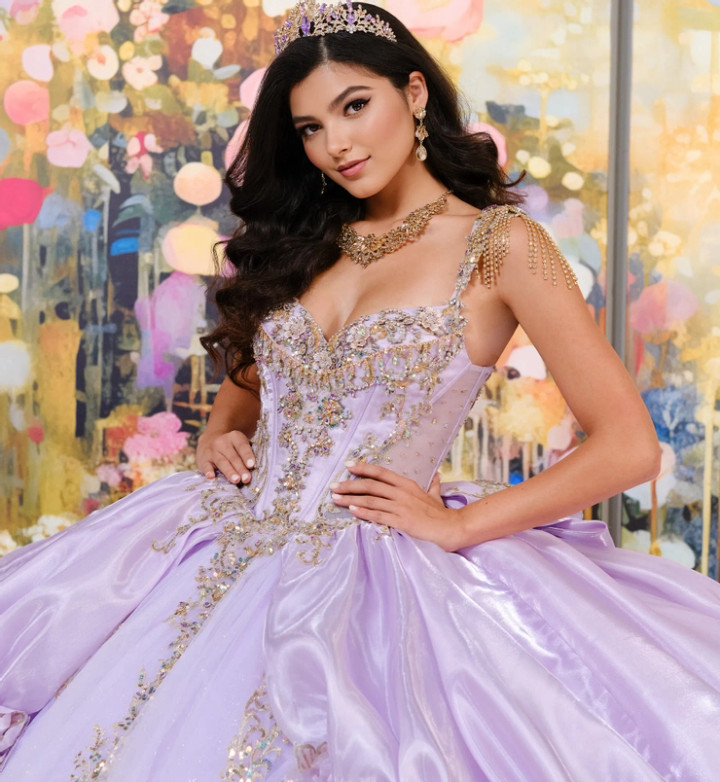 Princesa by Ariana Vara PR30194 Lace Satin Sequin Ball Gown
