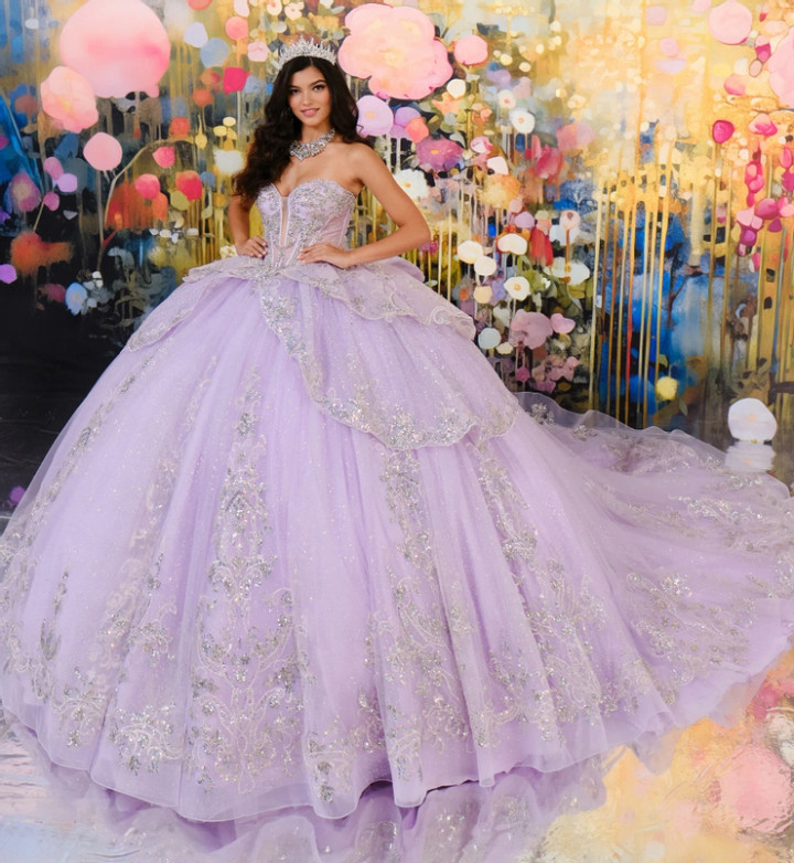 Princesa by Ariana Vara PR30196 Beads Cracked Ice Ball Gown
