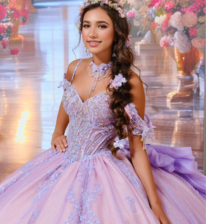 Princesa by Ariana Vara PR30198 Lace Glitter Tulle Ball Gown