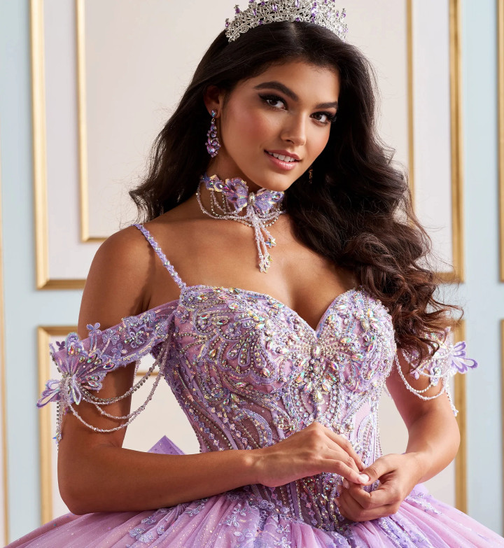 Princesa by Ariana Vara PR30198 Lace Glitter Tulle Ball Gown