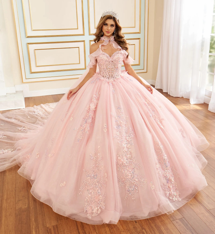 Princesa by Ariana Vara PR30199 Lace Glitter Tulle Ball Gown