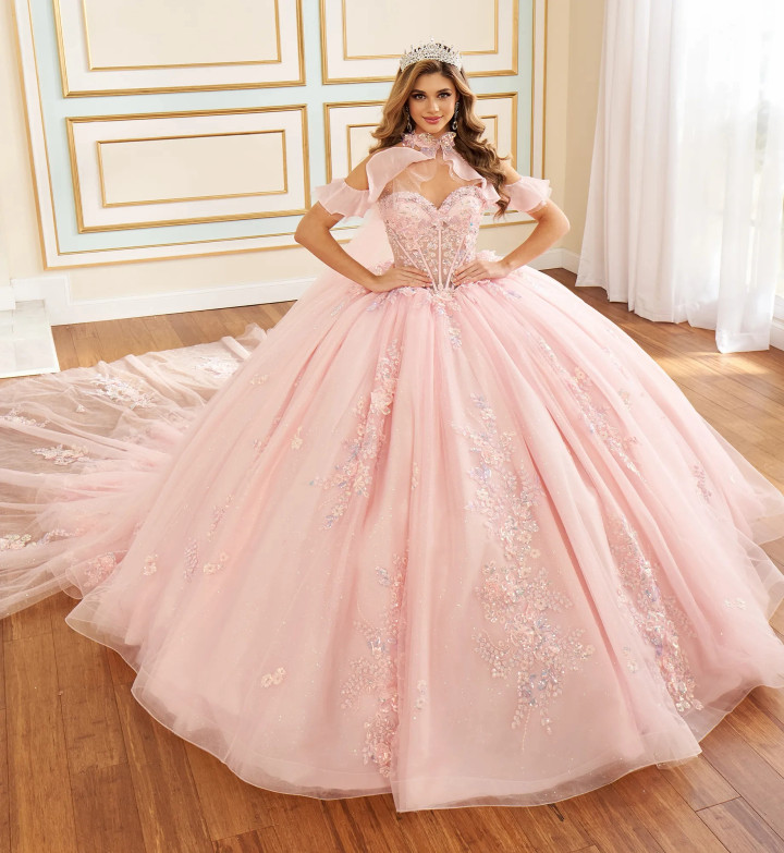 Princesa by Ariana Vara PR30199 Lace Glitter Tulle Ball Gown