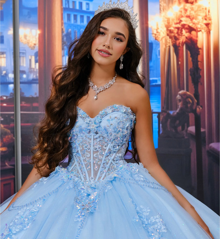 Princesa by Ariana Vara PR30199 Lace Glitter Tulle Ball Gown