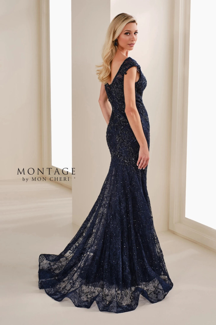 Montage by Mon Cheri M3109 Allover Lace Curved Neck Dress