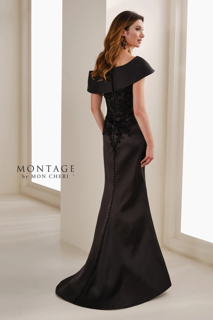 Montage by Mon Cheri M3111 Mikado Asymmetric Neck Long Dress