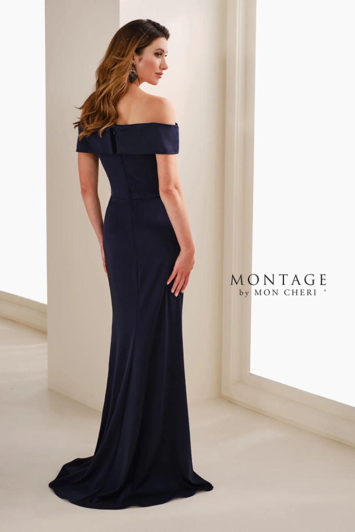 Montage by Mon Cheri M3113 Crepe Off-Shoulder Sheath Dress