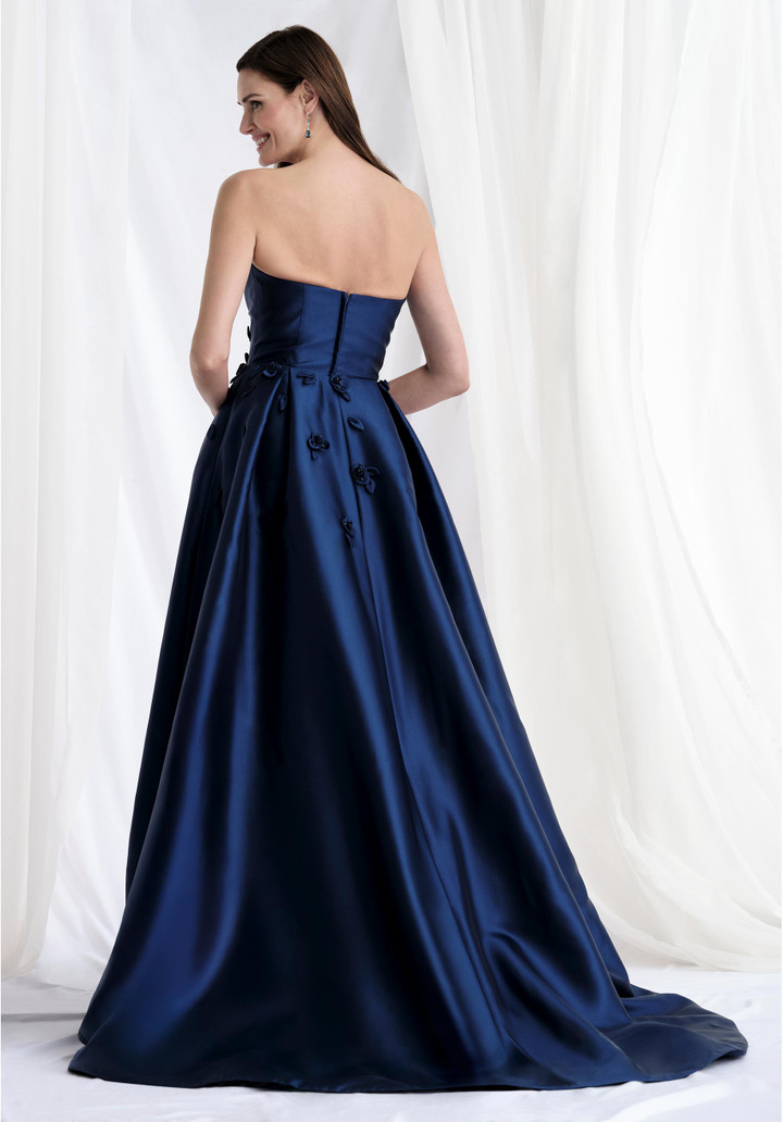 MGNY By Morilee 73155 Mikado Scoop Neck Strapless Gown