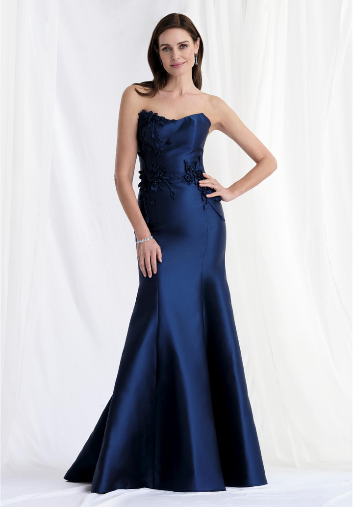 MGNY By Morilee 73155 Mikado Scoop Neck Strapless Gown