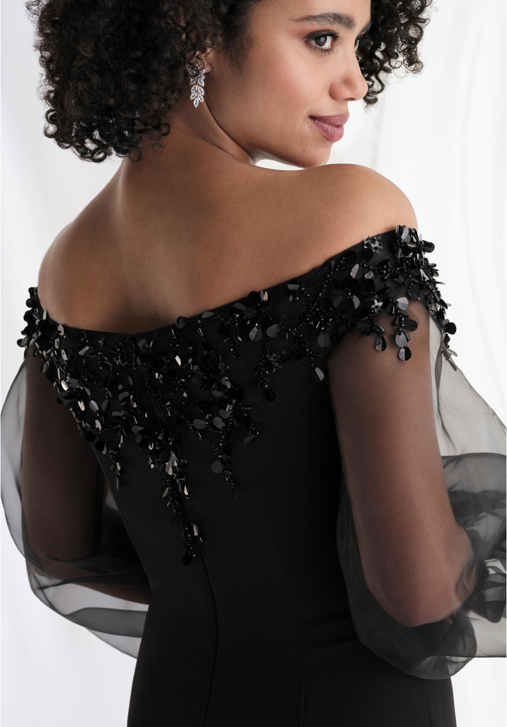 MGNY By Morilee 73162 Off Shoulder Blouson Sleeves Gown