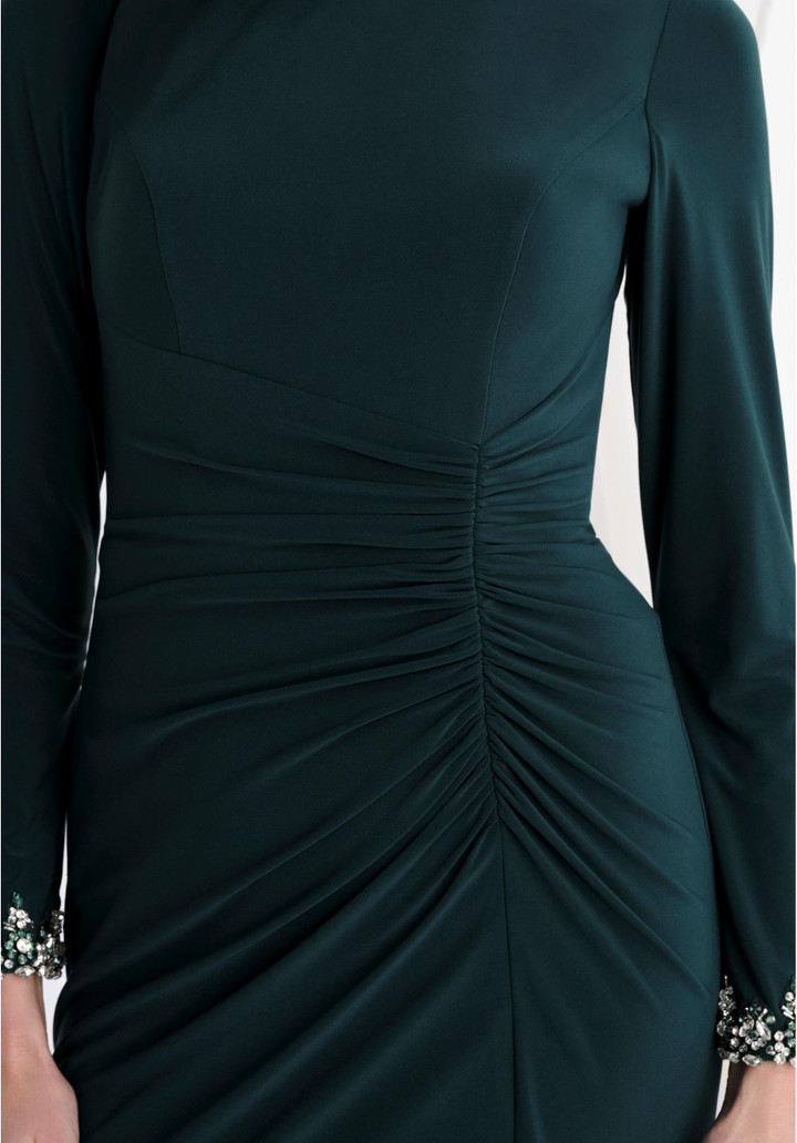MGNY By Morilee 73166 Jersey Jewel Neck Long Sleeve Gown