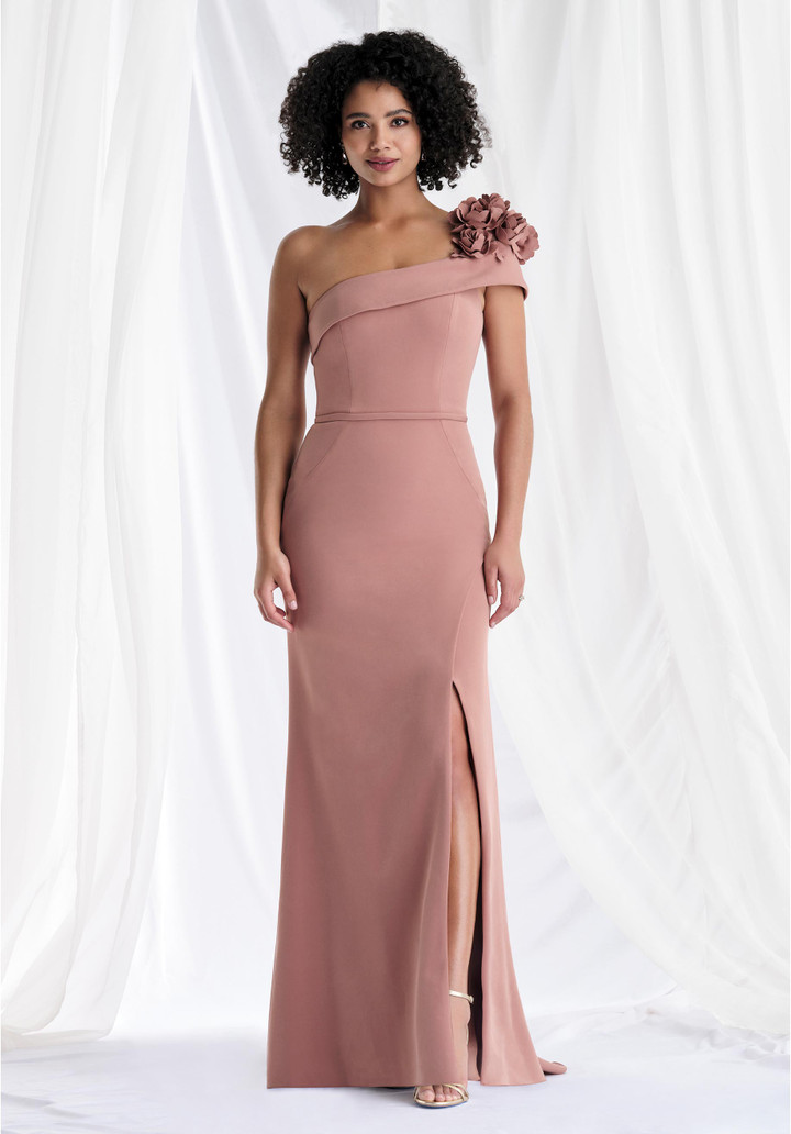 Morilee MGNY 73180 Crepe One Shoulder Sheath Evening Gown
