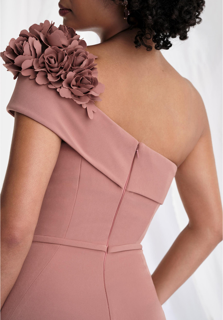 Morilee MGNY 73180 Crepe One Shoulder Sheath Evening Gown