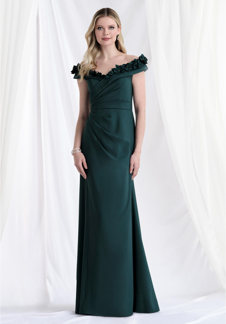 MGNY By Morilee 73183 Crepe Off Shoulder Cap Sleeve Gown