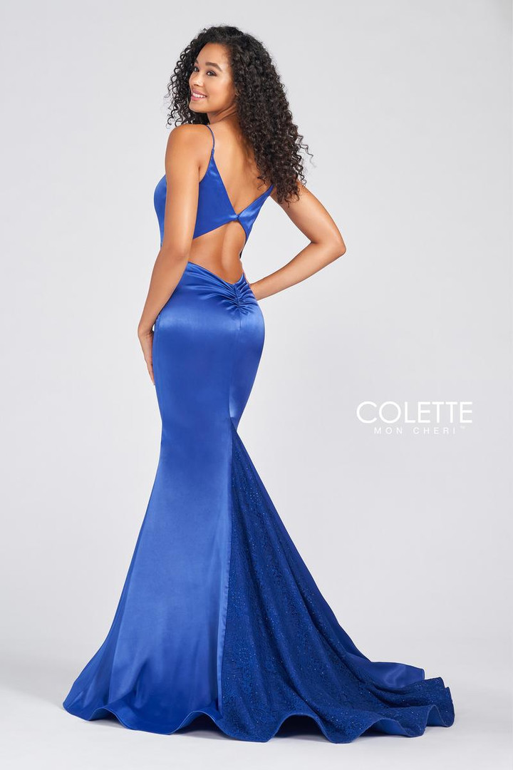 Colette by Daphne CL12229 Stretch Satin Deep V-neckline Gown