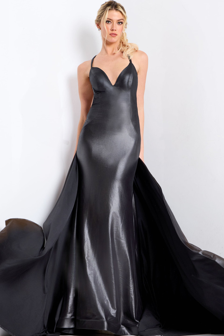 Jovani 48291 V-Neckline Spaghetti Straps Prom Dress