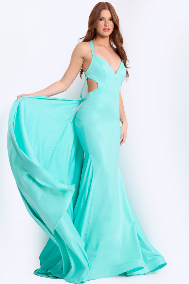Jovani 48291 V-Neckline Spaghetti Straps Prom Dress