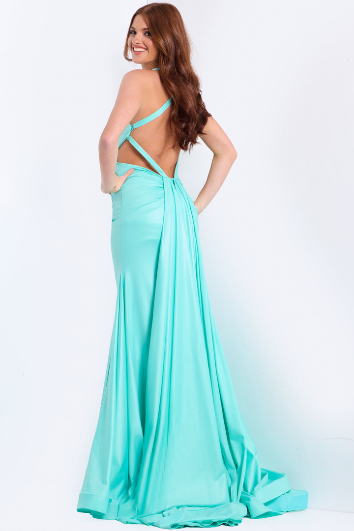 Jovani 48291 V-Neckline Spaghetti Straps Prom Dress