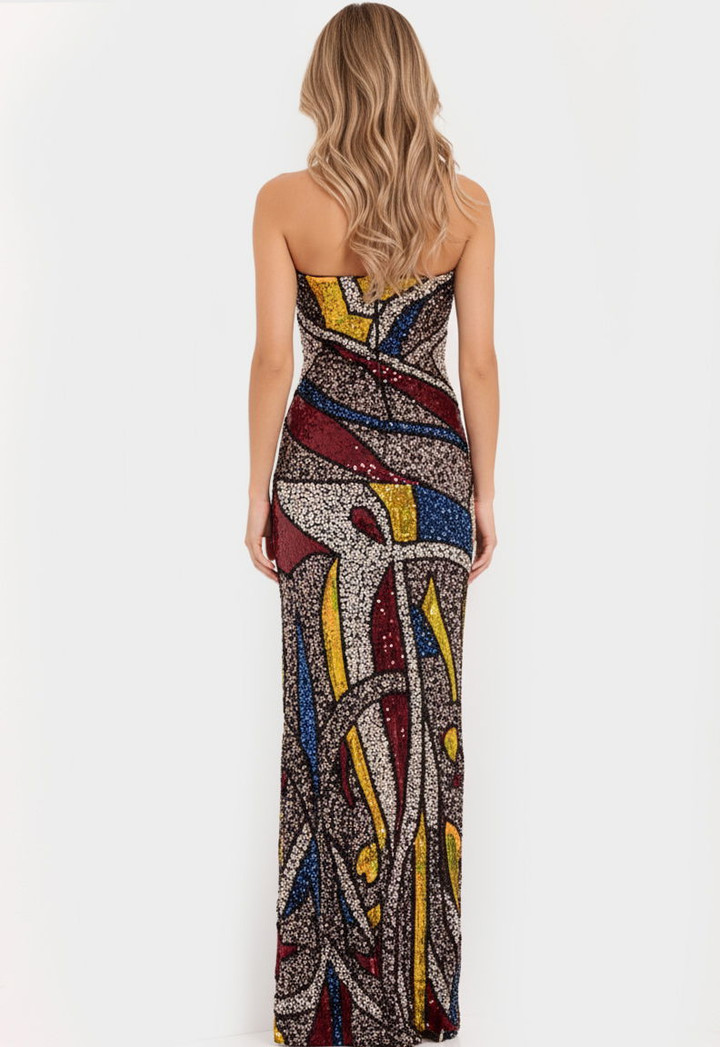 Jovani 48617 Sequins Scoop Neck Strapless Fitted Prom Dress