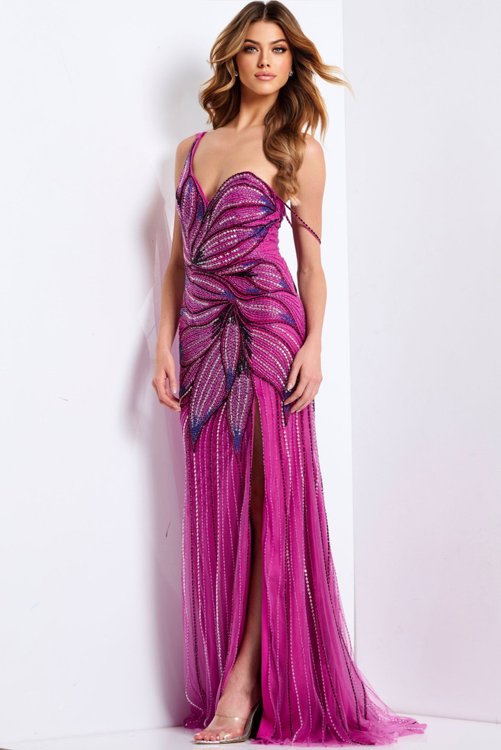 Jovani 45876 Beaded Off Shoulder Sleeveless Fitted Dress