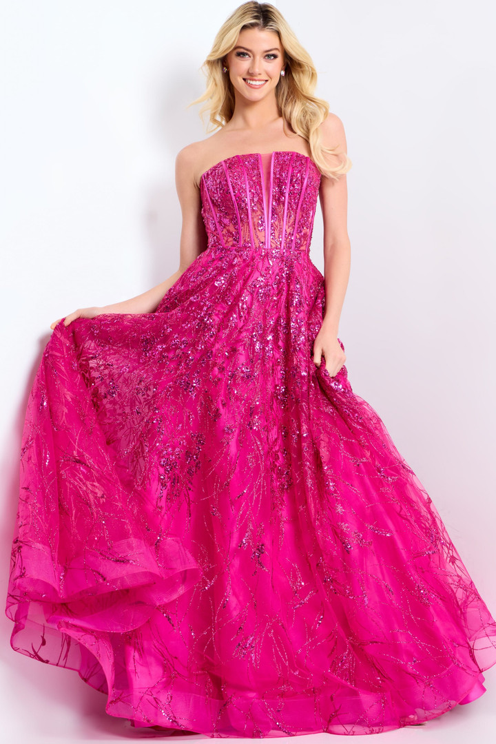 Jovani 45913 Straight Neckline Strapless Fitted Prom Dress