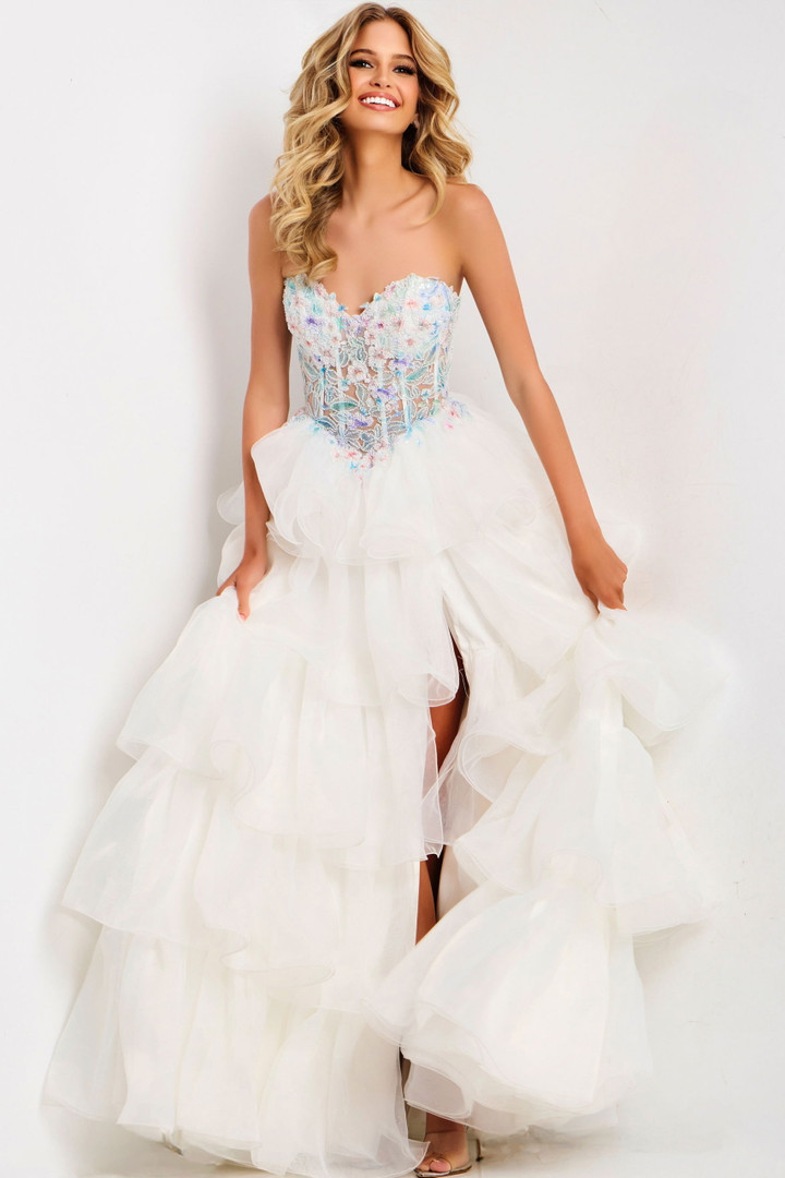 Jovani 48177 Layered Ruffle Sweetheart Neck Strapless Dress