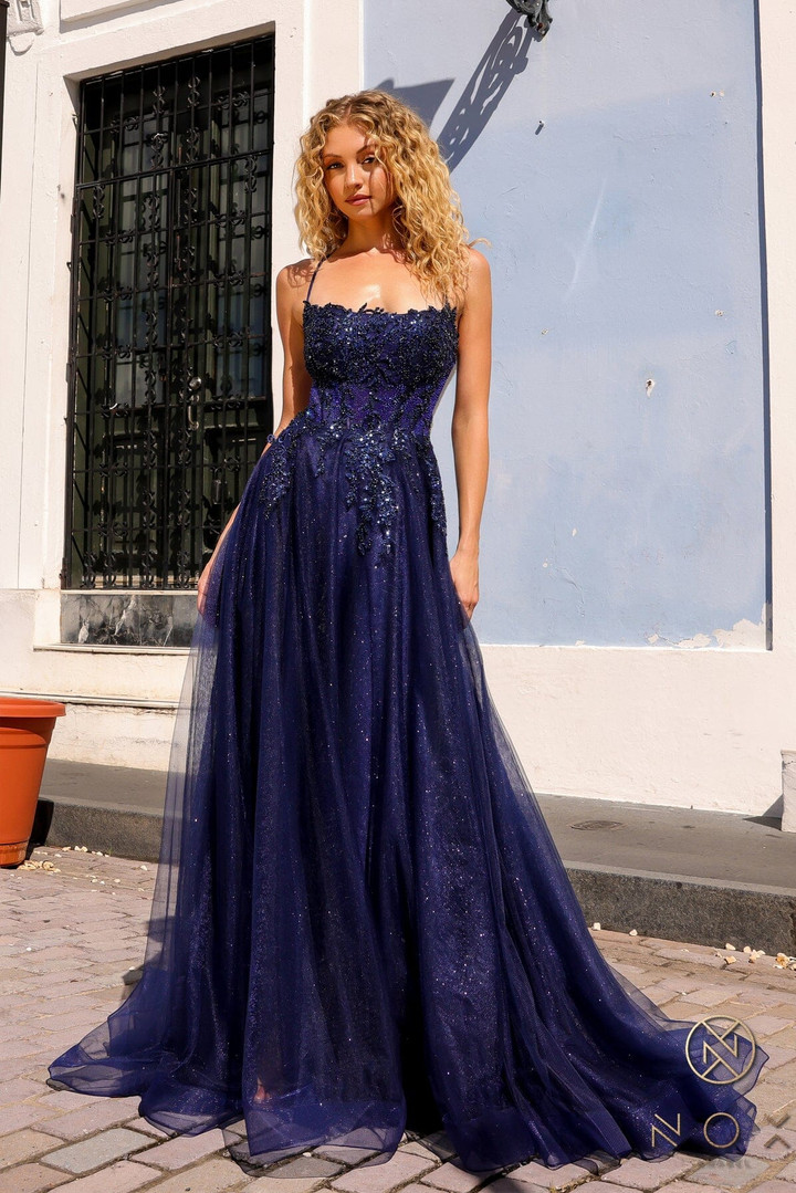 Nox Anabel G1405 Sequin Glitter Tulle Sleeveless Prom Dress