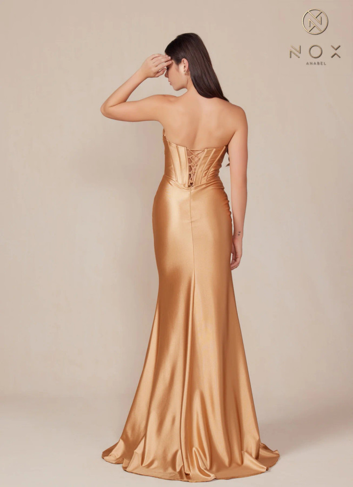 Nox Anabel T1500 Satin Sweetheart Neck Strapless Prom Dress