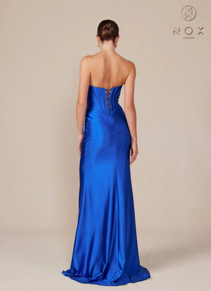 Nox Anabel T1500 Satin Sweetheart Neck Strapless Prom Dress