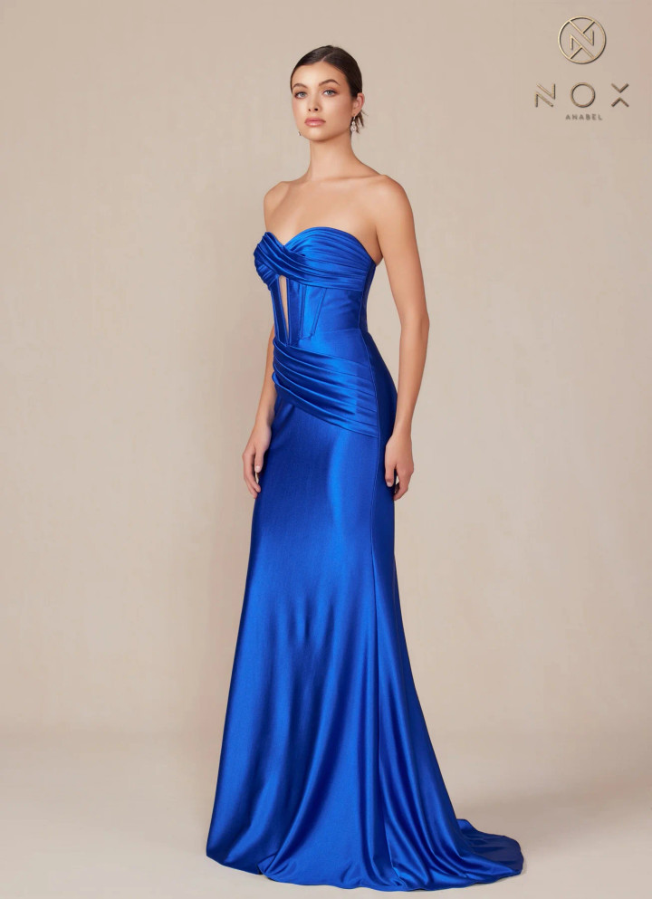 Nox Anabel T1500 Satin Sweetheart Neck Strapless Prom Dress