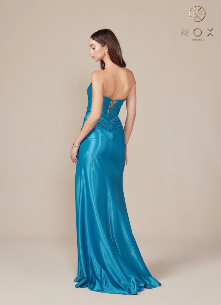 Nox Anabel T1489 Satin Sweetheart Neck Strapless Prom Dress